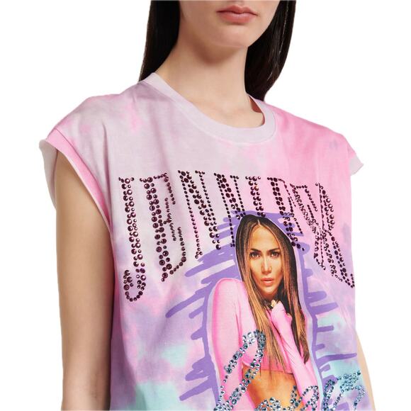 NWT Dolce & Gabbana Jennifer Jlo Crystal embellished tie-dye T-shirt IT 40 S - Picture 4 of 12